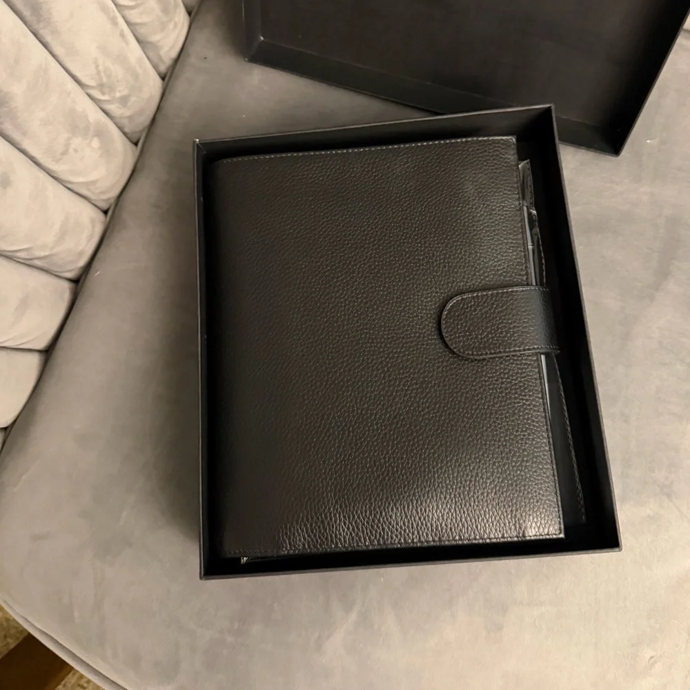 MOTERM A5 Luxe Rings Planner Leather Binder Organizer Pebble Black 30mm Ring - Picture 1 of 13